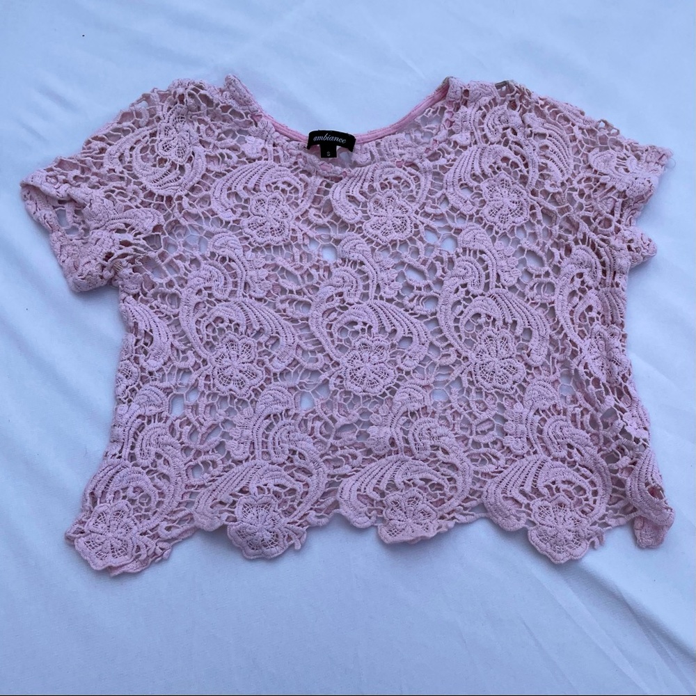 Blush Crochet Middrift Top